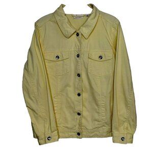 d & c Denim & Company Jean Jacket Yellow Med Rhinestone Button Front Pockets